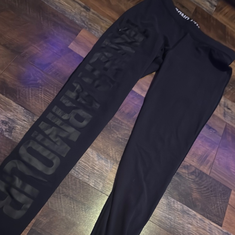 Black Leggings with Bold Lettering